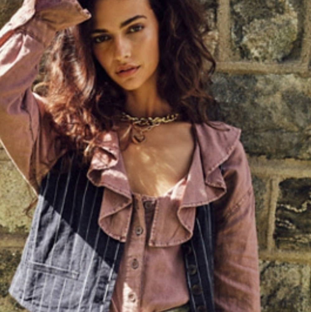 NWT Free People Amber Ruffle Top